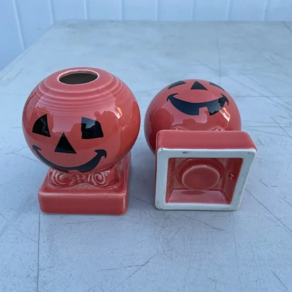 Fiestaware Jack o Lantern candlestick holders - Picture 2 of 5